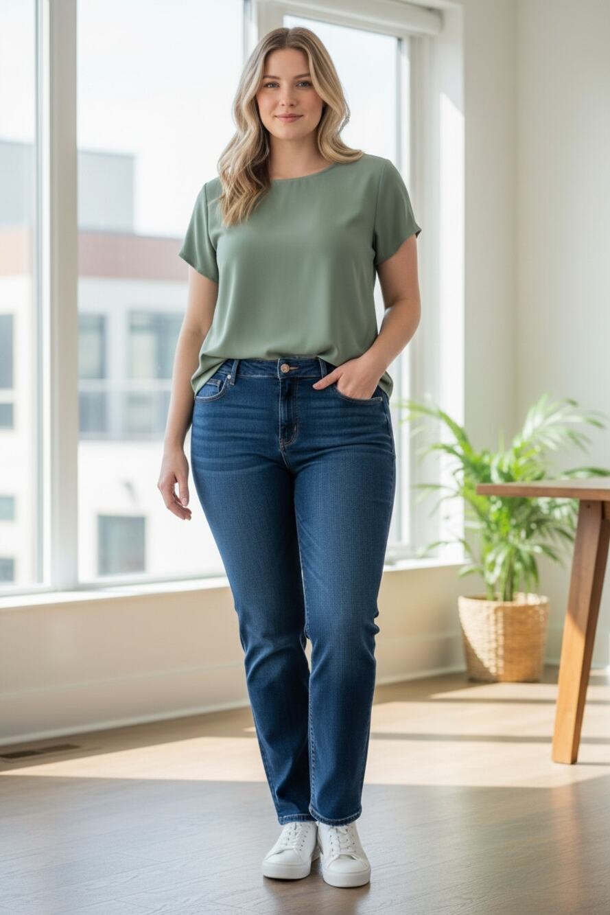 LANDS END Jeans Size 20 / Size 20W Medium Wash Denim Stretch Slim
